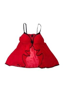Apt. 9 Red Black Lace Babydoll Chemise Lingerie